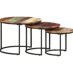 vidaXL - Tafeltje - Bruin - Gerecycled hout - Ø 40 x 34 cm - 3 stuks