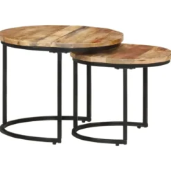 vidaXL - Tafeltje - Bruin - Hout - Ø 40 x 34 cm - 2 stuks