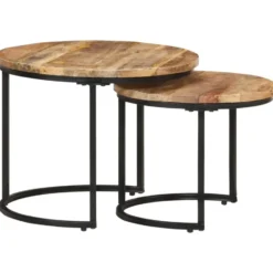 vidaXL - Tafeltje - Bruin - Hout - Ø 40 x 34 cm - 2 stuks