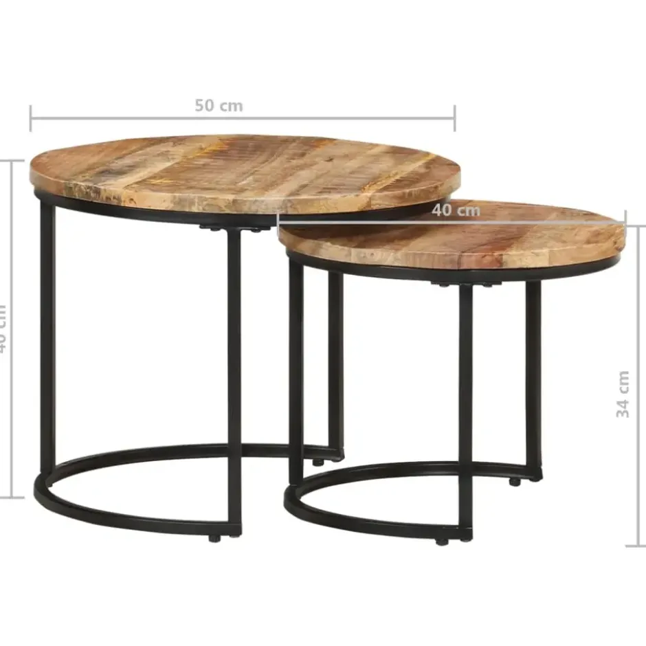 vidaXL - Tafeltje - Bruin - Hout - Ø 40 x 34 cm - 2 stuks