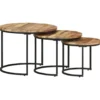 vidaXL - Tafeltje - Bruin - Hout - Ø 40 x 34 cm - 3 stuks