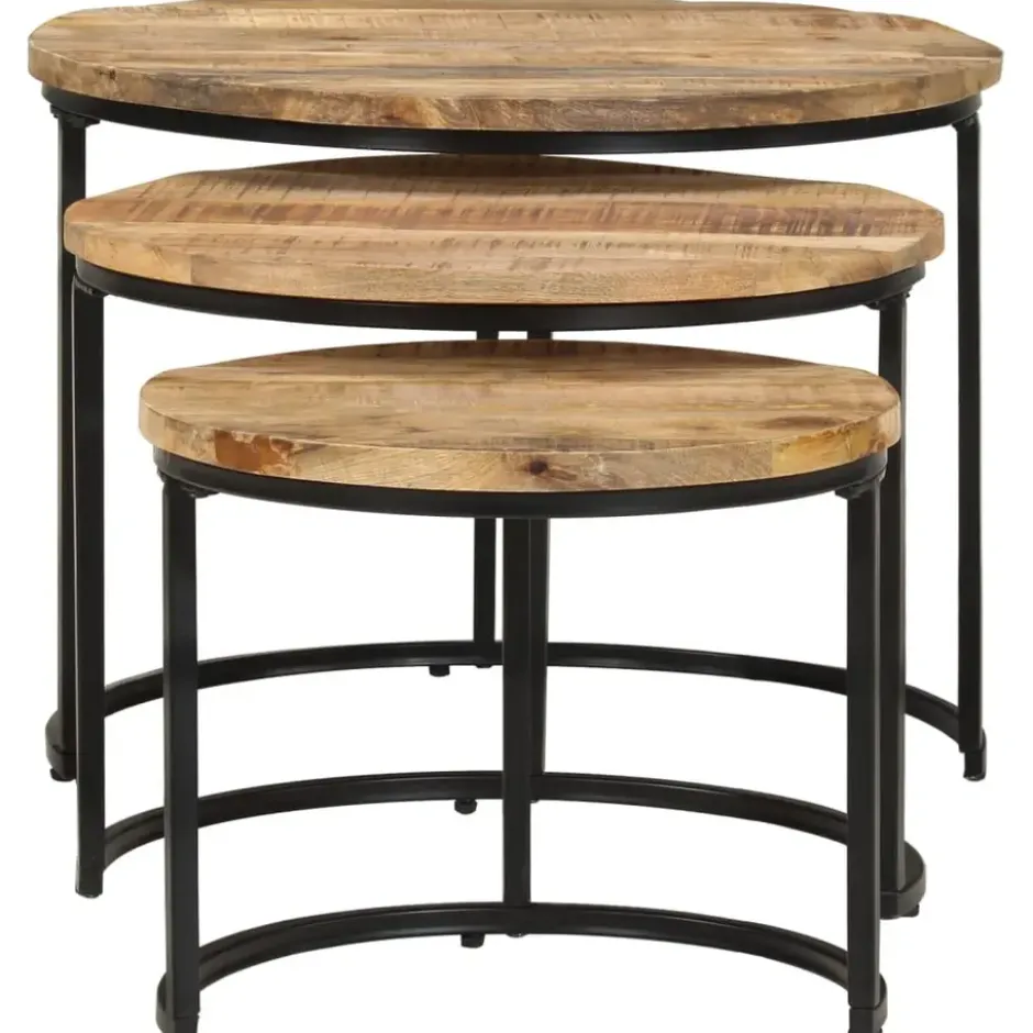 vidaXL - Tafeltje - Bruin - Hout - Ø 40 x 34 cm - 3 stuks