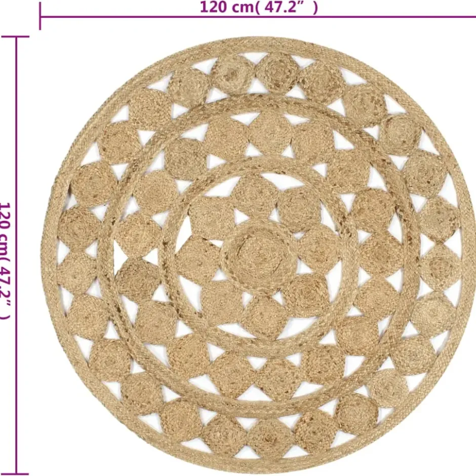 vidaXL - Tapijt - Bruin - Jute - 120 cm