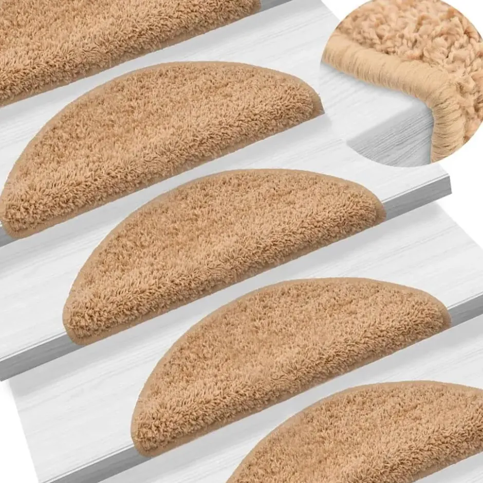 vidaXL - Tapijt Traptrede - Beige - Polypropyleen