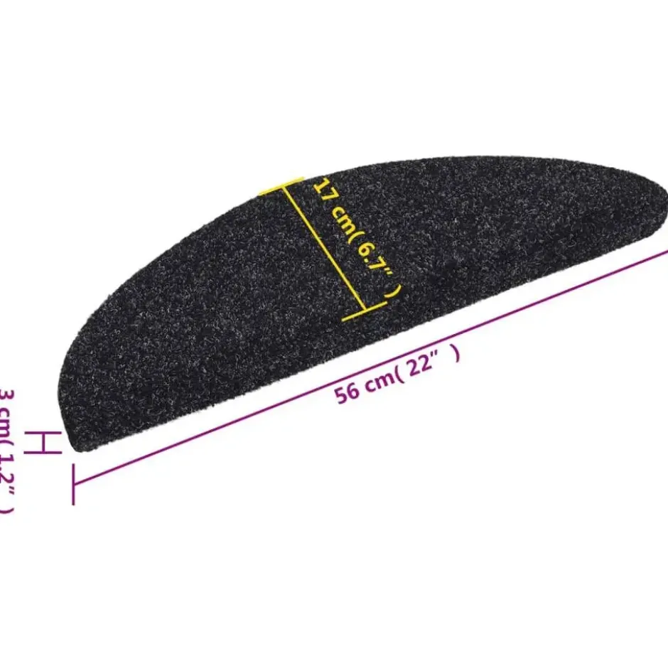 vidaXL - Trapmat - Zwart - Polypropyleen - 56 x 17 x 3 cm - 15 stuks