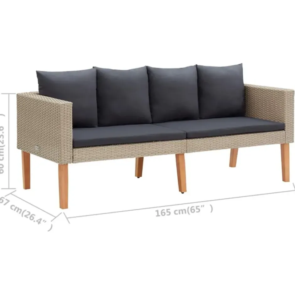 vidaXL - Tuinbank - Beige - Poly rattan