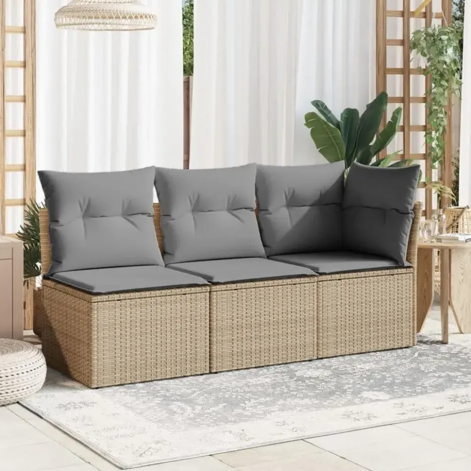 vidaXL - Tuinbank - Beige - Poly rattan