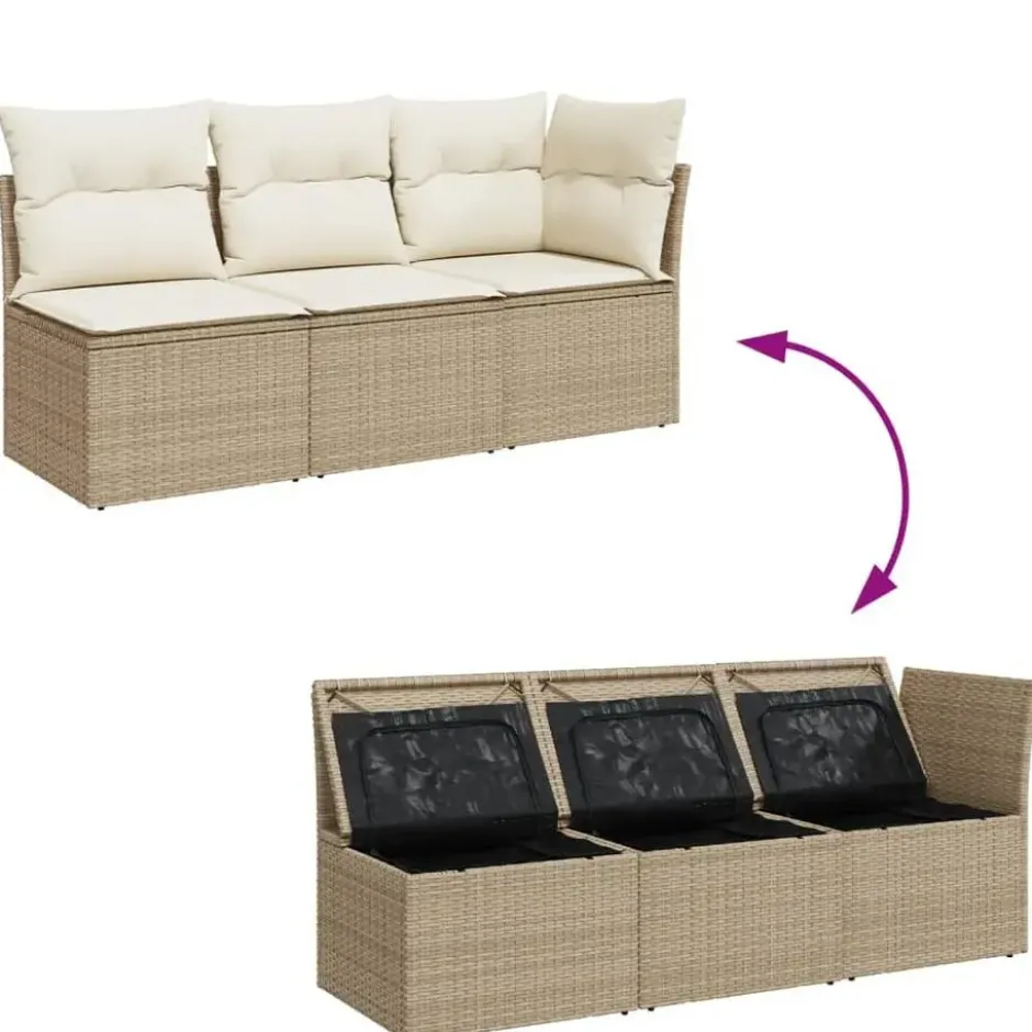 vidaXL - Tuinbank - Beige - Poly rattan