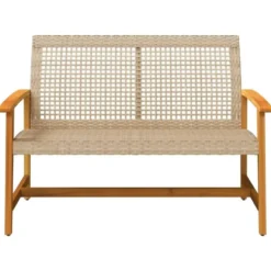 vidaXL - Tuinbank - Beige - Poly rattan en acaciahout beige - 112 cm