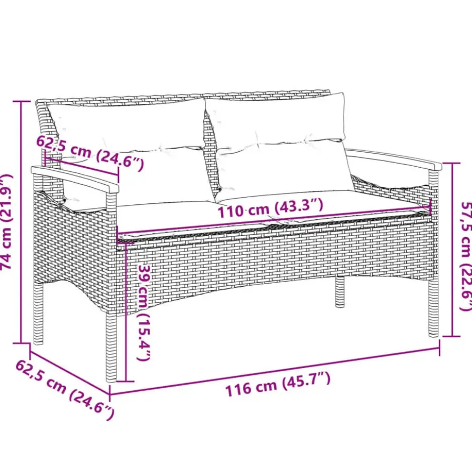 vidaXL - Tuinbank - Beige - Poly rattan