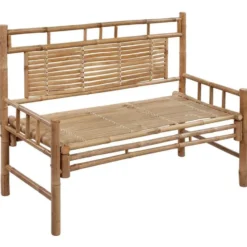 vidaXL - Tuinbank - Blauw - Bamboe - 120 cm - Met kussen