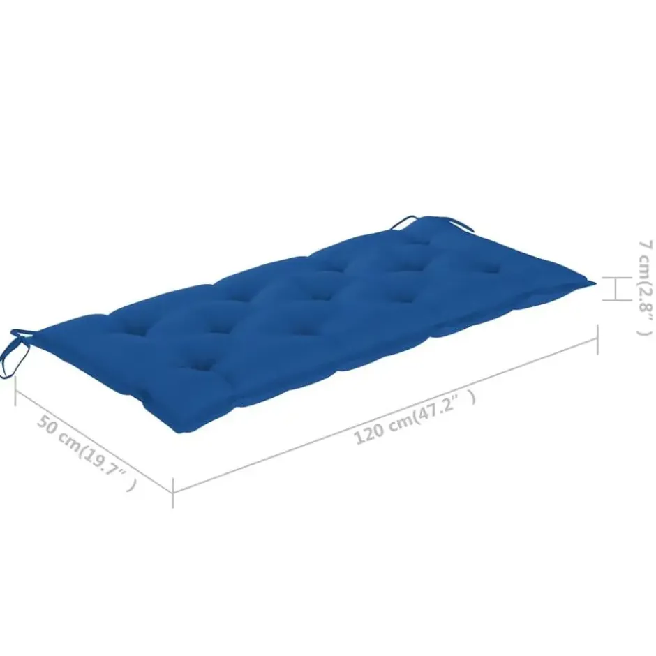 vidaXL - Tuinbank - Blauw - Bamboe - 120 cm - Met kussen