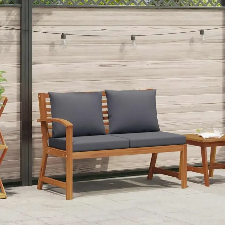 vidaXL - Tuinbank - Bruin - Stof - Met donkergrijs kussen - 114.5 cm