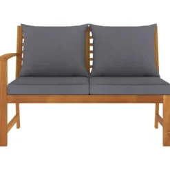 vidaXL - Tuinbank - Bruin - Stof - Met donkergrijs kussen - 114.5 cm