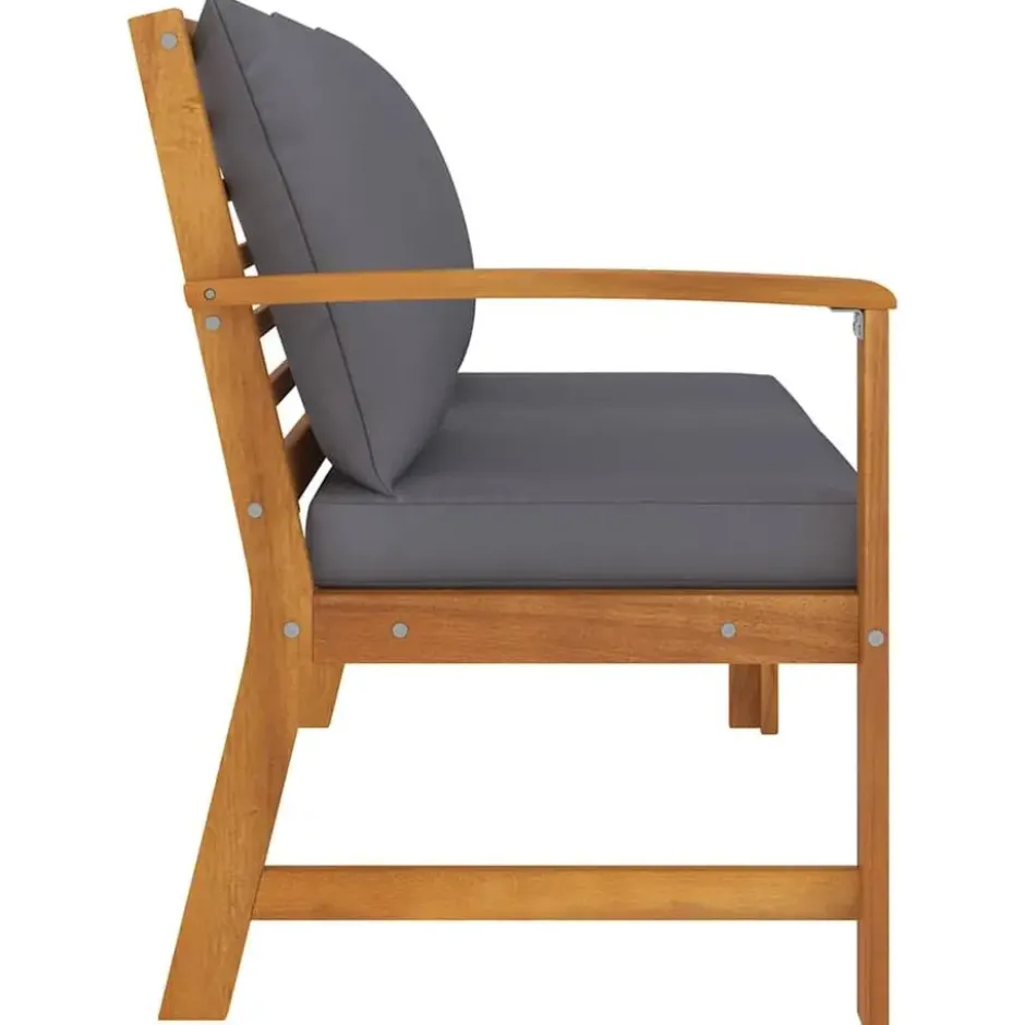 vidaXL - Tuinbank - Bruin - Stof - Met donkergrijs kussen - 114.5 cm