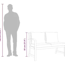 vidaXL - Tuinbank - Bruin - Stof - Met donkergrijs kussen - 114.5 cm
