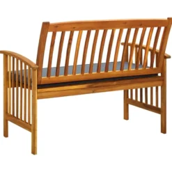 vidaXL - Tuinbank - Donkergrijs - Acaciahout - 119 cm - Met kussen