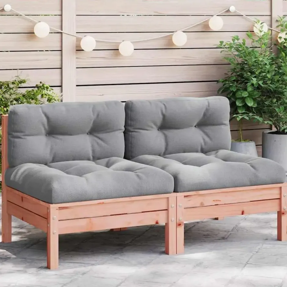 vidaXL - Tuinbanken zonder armleuningen - Bruin - Hout - 2 stuks - Met kussens