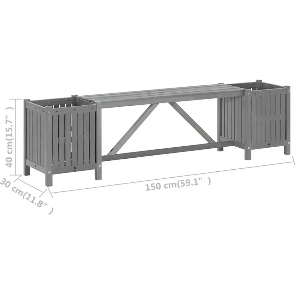 vidaXL - Tuinbank - Grijs - Acaciahout - 150 x 30 x 40 cm