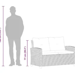 vidaXL - Tuinbank - Grijs - Poly rattan