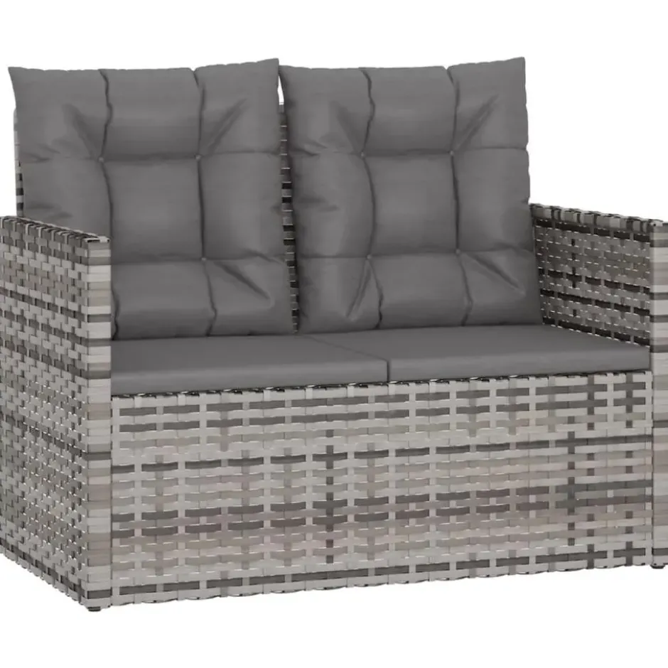 vidaXL - Tuinbank - Grijs - Poly rattan - 105 cm - Met Antraciet kussens