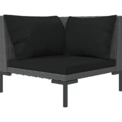 vidaXL - Tuinbank - Grijs - Poly rattan - Met kussens