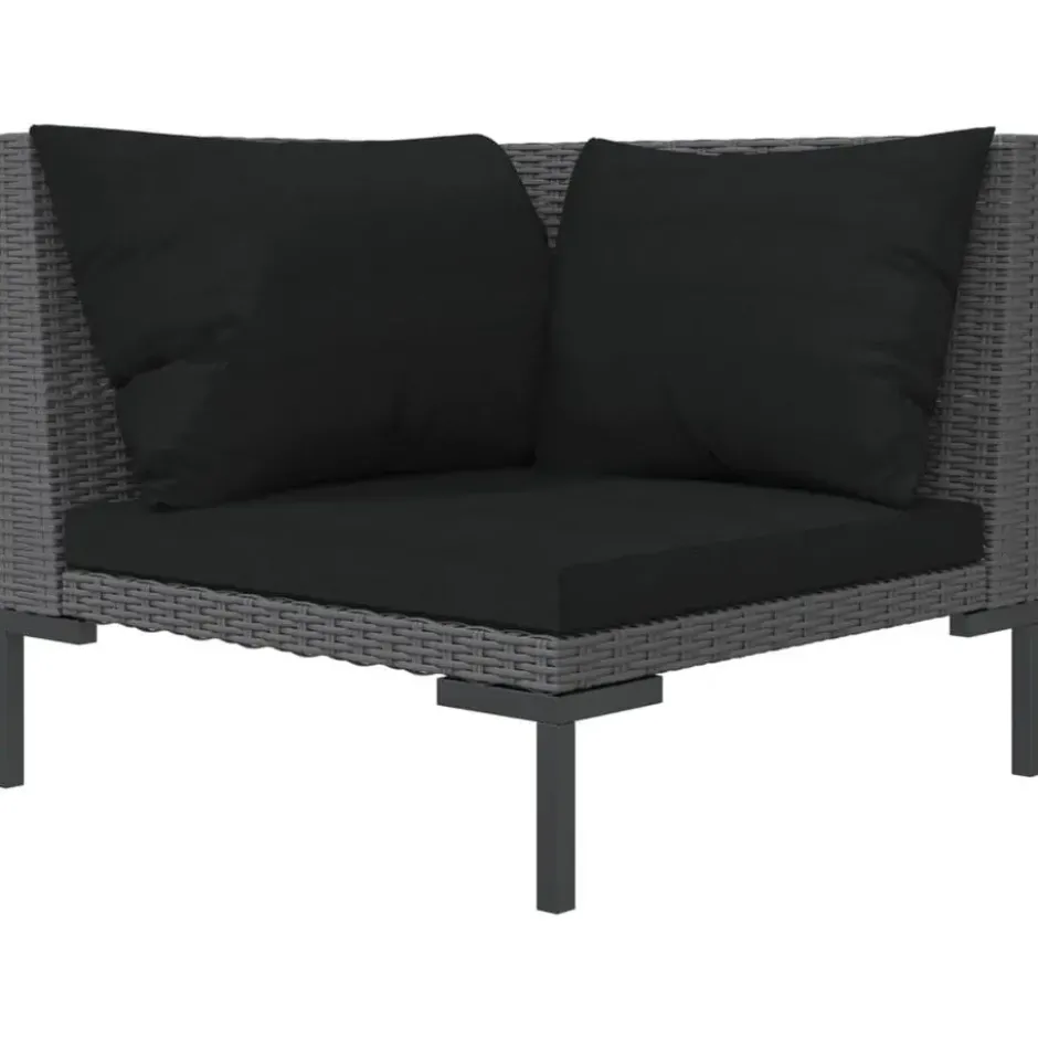 vidaXL - Tuinbank - Grijs - Poly rattan - Met kussens