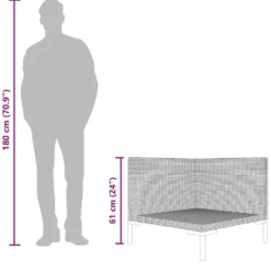 vidaXL - Tuinbank - Grijs - Poly rattan - Met kussens