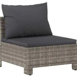 vidaXL - Tuinbank - Grijs - Poly rattan - Met kussens