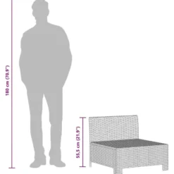 vidaXL - Tuinbank - Grijs - Poly rattan - Met kussens