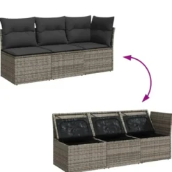 vidaXL - Tuinbank - Grijs - Poly rattan