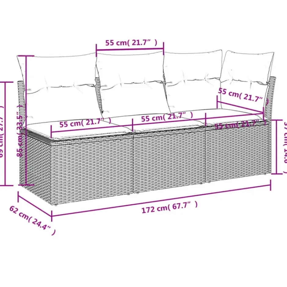 vidaXL - Tuinbank - Grijs - Poly rattan