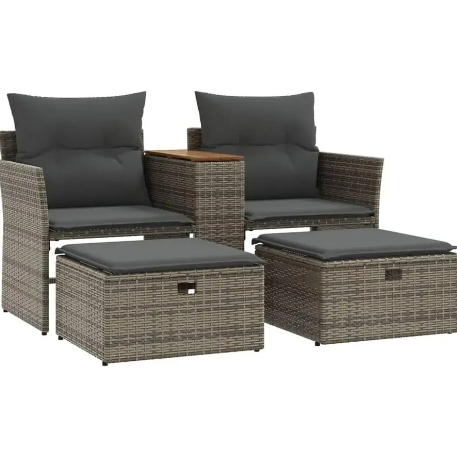 vidaXL - Tuinbank - Grijs - Poly rattan