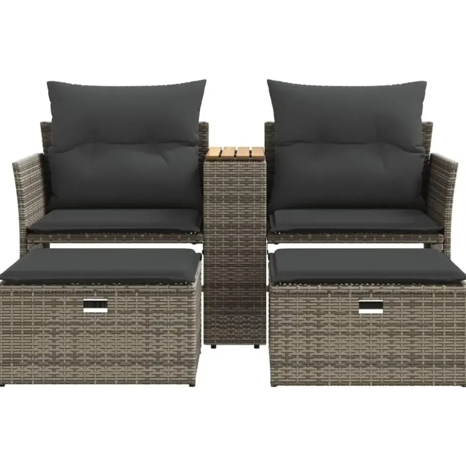 vidaXL - Tuinbank - Grijs - Poly rattan