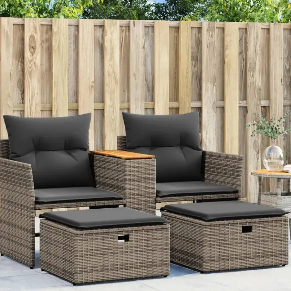 vidaXL - Tuinbank - Grijs - Poly rattan