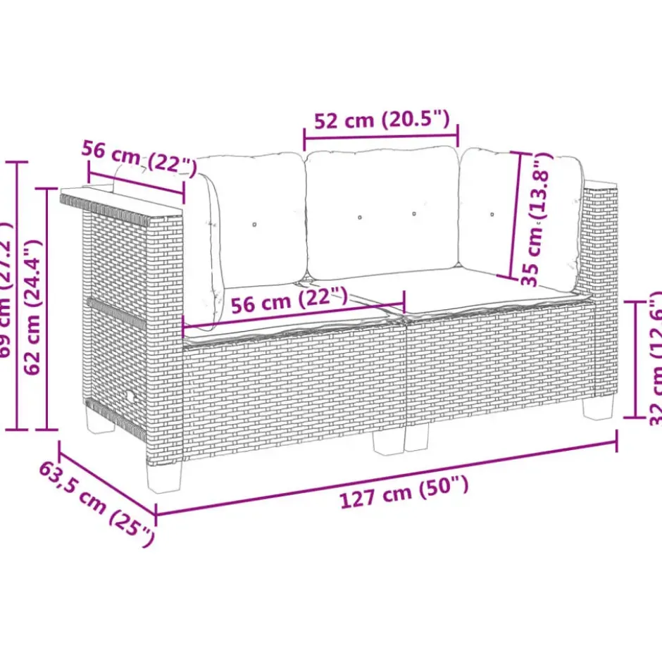 vidaXL - Tuinbank - Grijs - Poly rattan