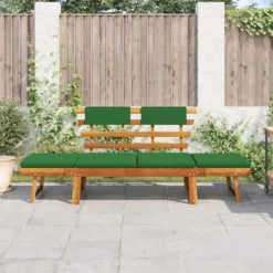 vidaXL - Tuinbank 2-in-1 - Groen - Acaciahout - 190 cm - Met kussens
