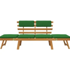 vidaXL - Tuinbank 2-in-1 - Groen - Acaciahout - 190 cm - Met kussens