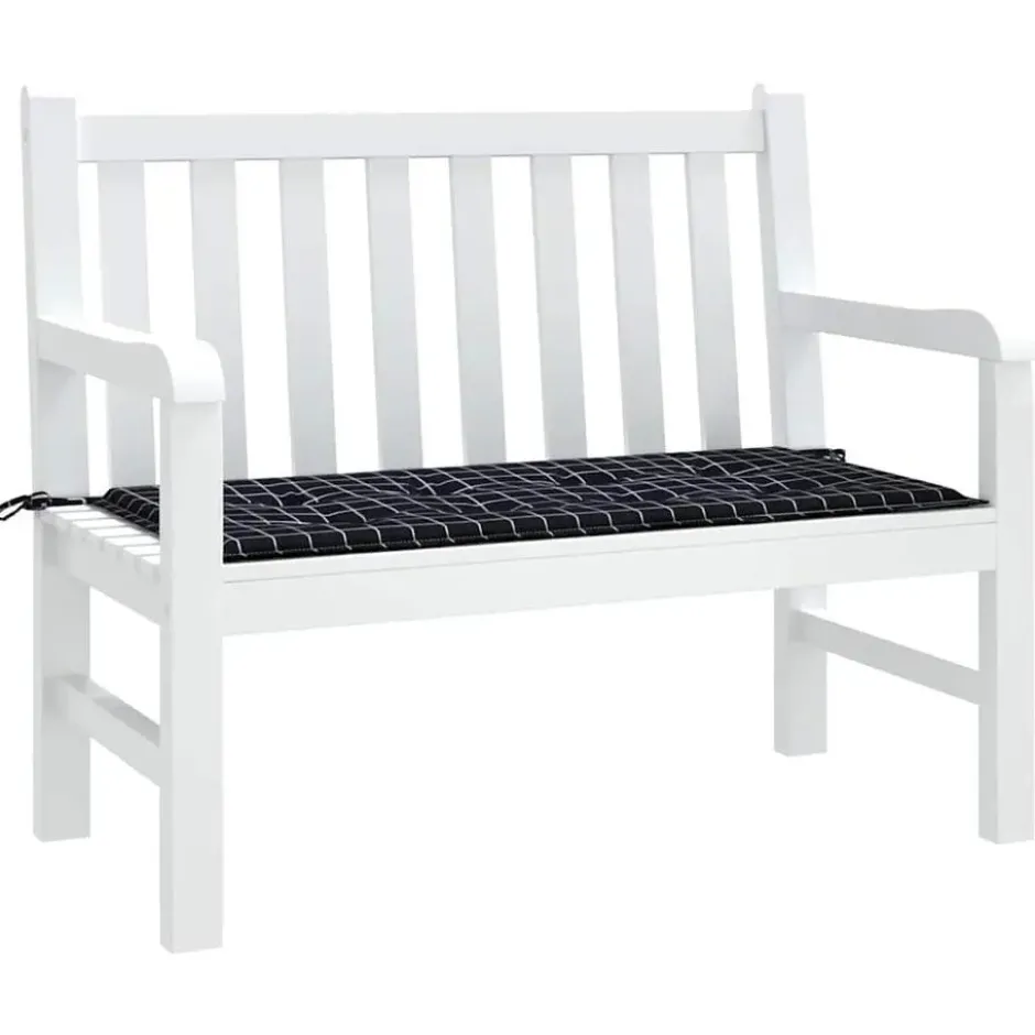 vidaXL - Tuinbankkussen ruitpatroon 120x50x4 cm oxford stof zwart