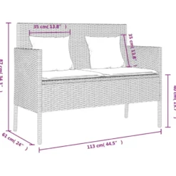 vidaXL - Tuinbank met crème kussens - Beige poly rattan - 113x61x87 cm