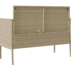 vidaXL - Tuinbank met crème kussens - Beige poly rattan - 113x61x87 cm