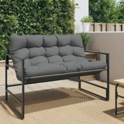 vidaXL - Tuinbank met kussen - antraciet - Staal - 113x67x76 cm