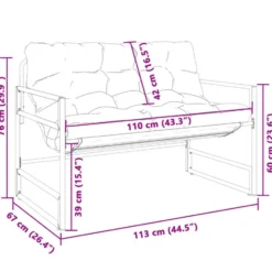 vidaXL - Tuinbank met kussen - antraciet - Staal - 113x67x76 cm