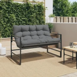 vidaXL - Tuinbank met kussen - antraciet - Staal - 113x67x76 cm
