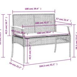 vidaXL - Tuinbank met kussen - Beige - Poly rattan en acaciahout - 108x57x85 cm