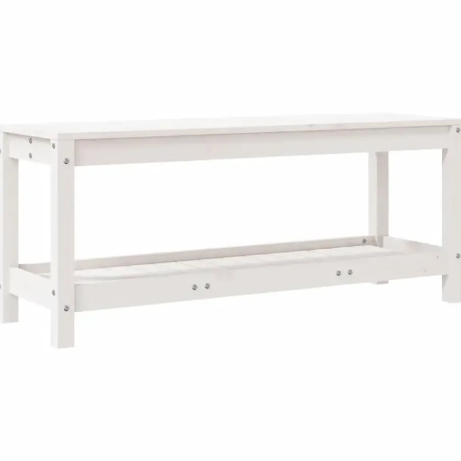 vidaXL - Tuinbank met opbergruimte - Wit - Massief grenenhout - 108x35x45 cm