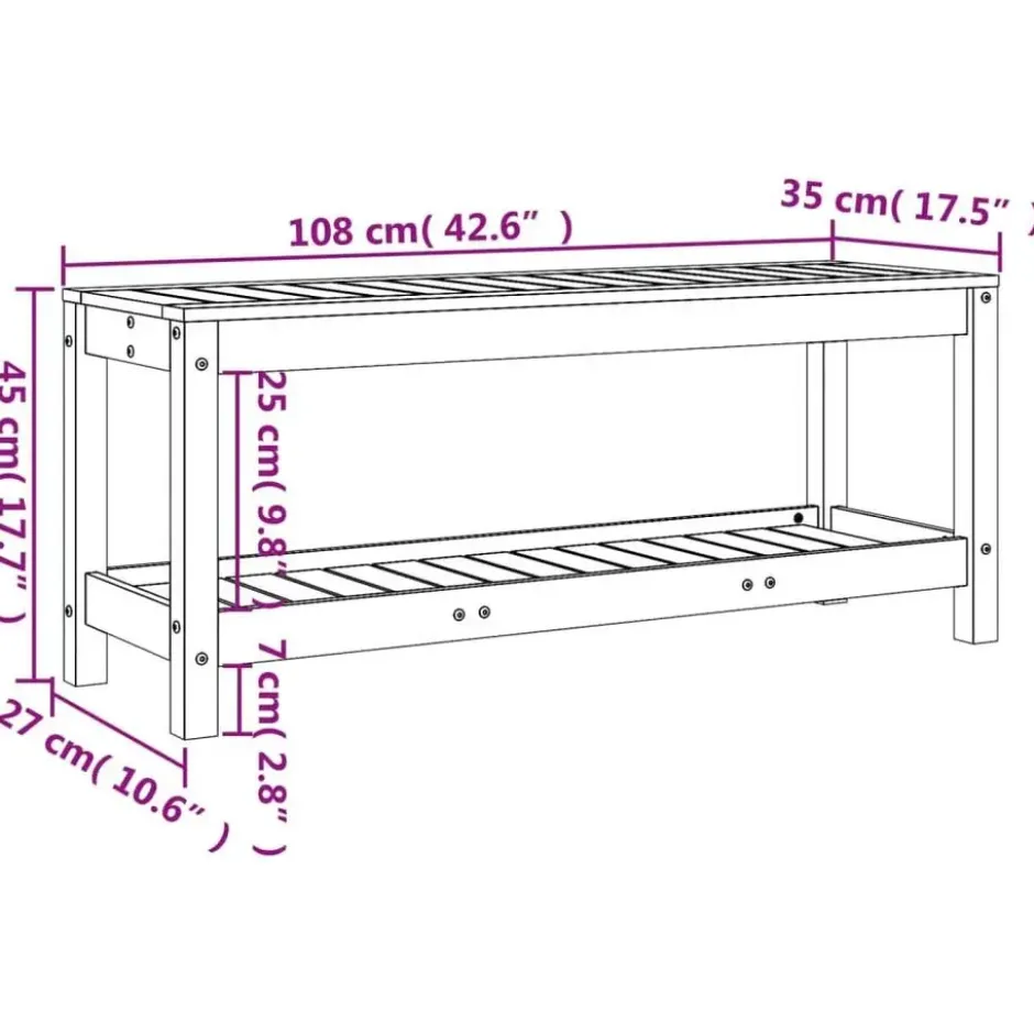 vidaXL - Tuinbank met opbergruimte - Wit - Massief grenenhout - 108x35x45 cm