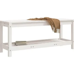 vidaXL - Tuinbank met opbergruimte - Wit - Massief grenenhout - 108x35x45 cm