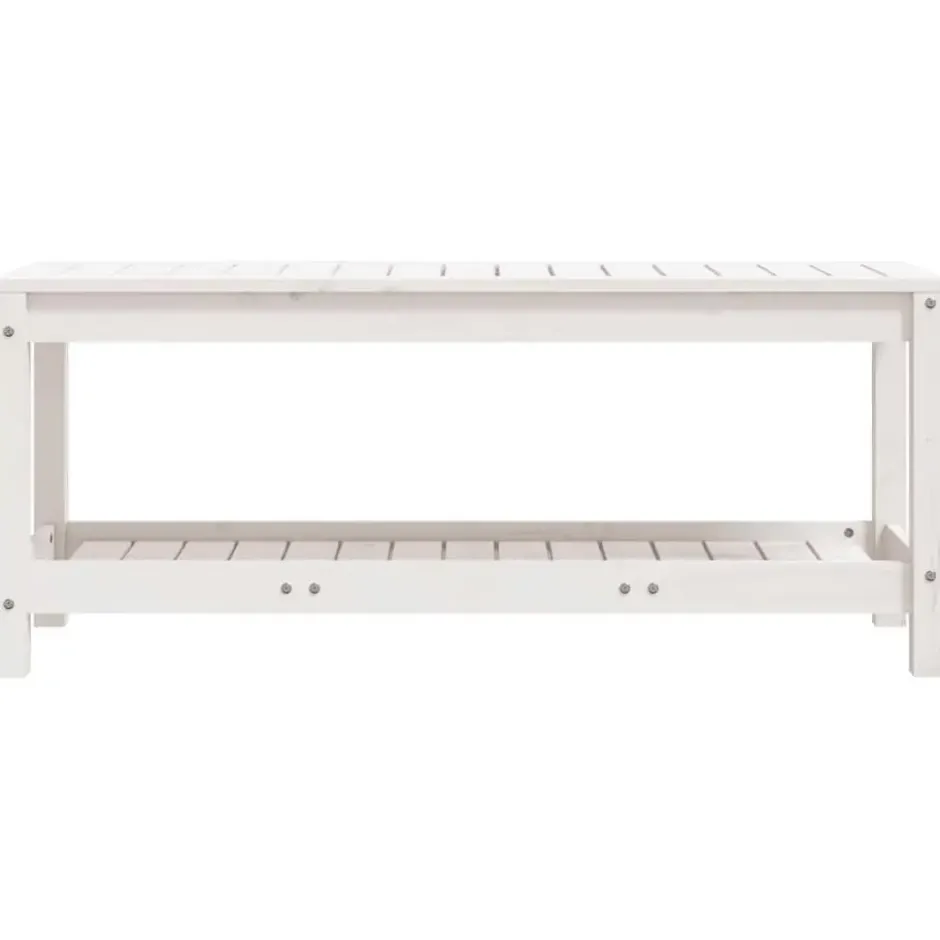 vidaXL - Tuinbank met opbergruimte - Wit - Massief grenenhout - 108x35x45 cm