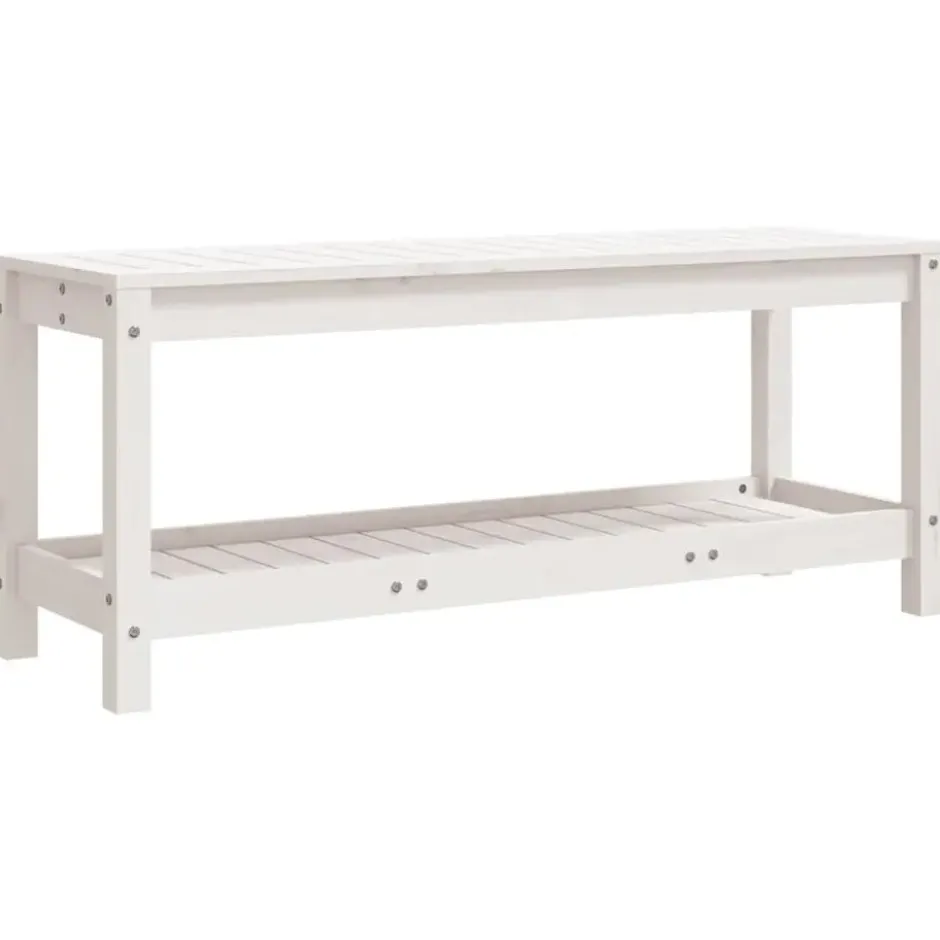 vidaXL - Tuinbank met opbergruimte - Wit - Massief grenenhout - 108x35x45 cm